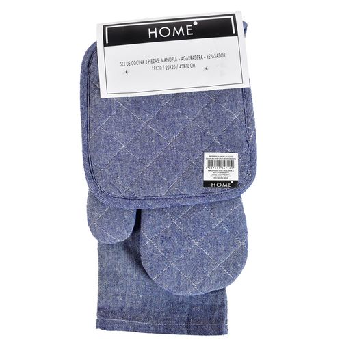 Set de cocina 3 piezas azul jean
