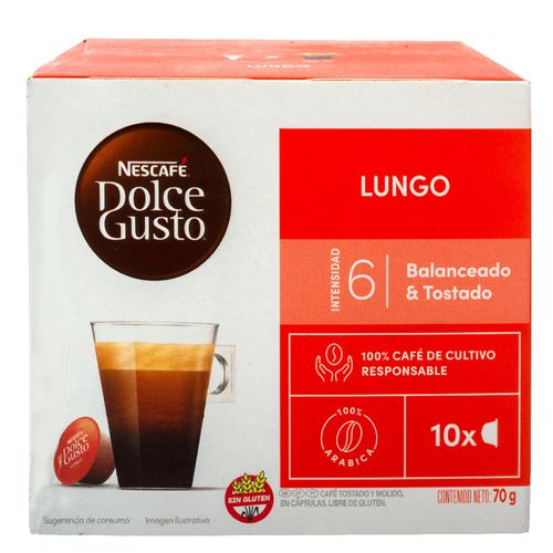Cápsulas Café Lungo DOLCE GUSTO 10 un.