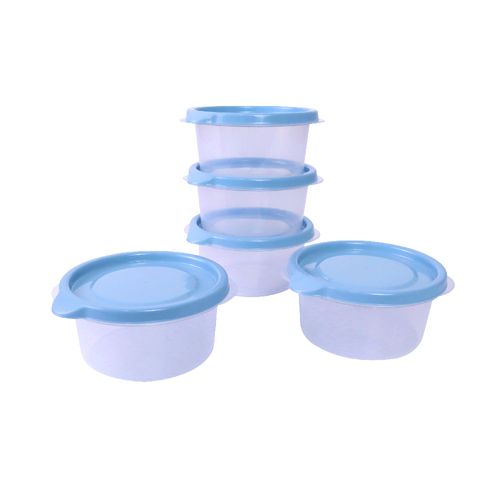 Set x 5 Contenedores Redondos 300 ml Súper Lock Azul