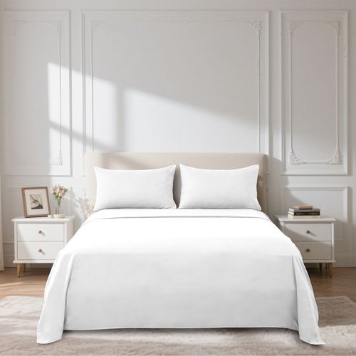 Juego Sábanas King Size Microfibra Blanco HB hm 64-14