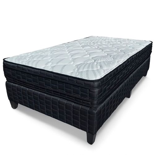 Conjunto de Sommier 1 1/2 Plaza Wave 110x190x24 cm Espuma
