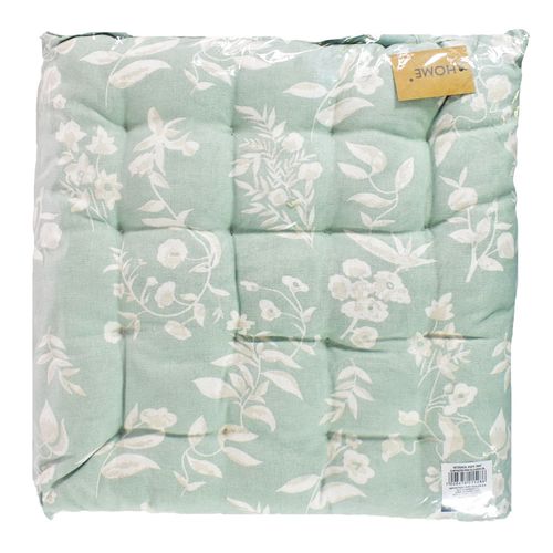 Almohadón para Silla 40 x 40 cm Verde Agua con Flores