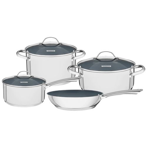 Batería de Cocina 4 Piezas Acero Inox. Revestimiento Cerámico