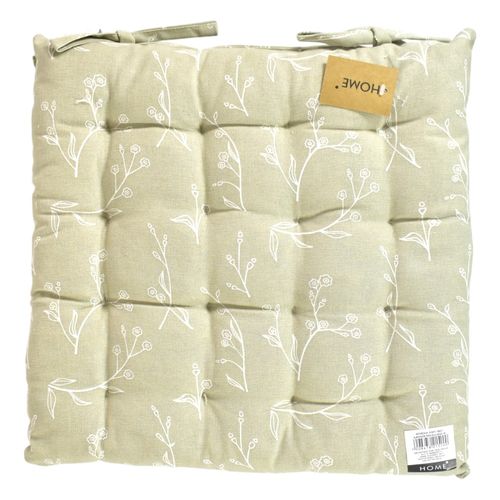 Almohadón para Silla 40 x 40 cm Beige con Flores