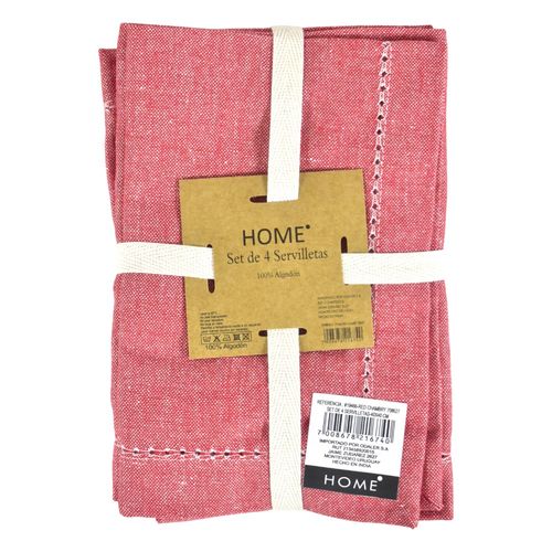 Set x 4 Servilletas Rojo Chambry 40 x 40 cm