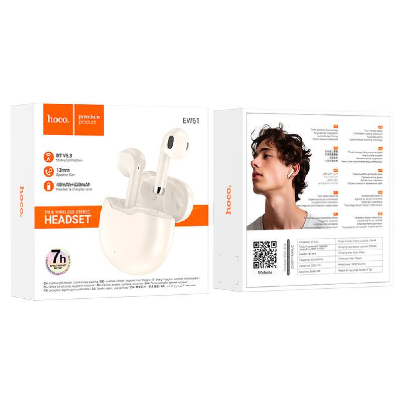Auricular-Tws-HOCO-Mod.-EW61S-June-MILKY-White