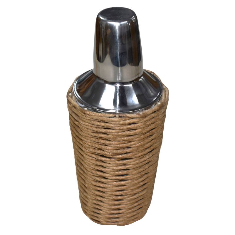 Coctelera-en-Acero-Inoxidable-Forrada-Rafia-Marron