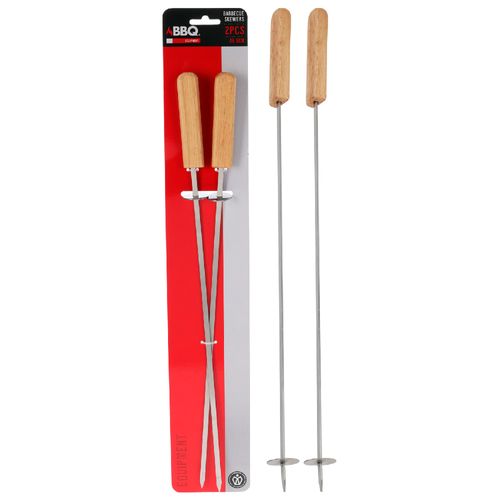 Set x 2 Pinchos para Parrilla Acero Inox. Mango Madera