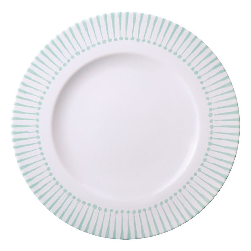 Plato-Llano-28-cm-Monocroma-Porcelana-Blanco-y-Verde
