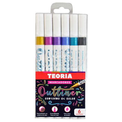 Marcadores TEORÍA con Contorno Outliner 6 un.