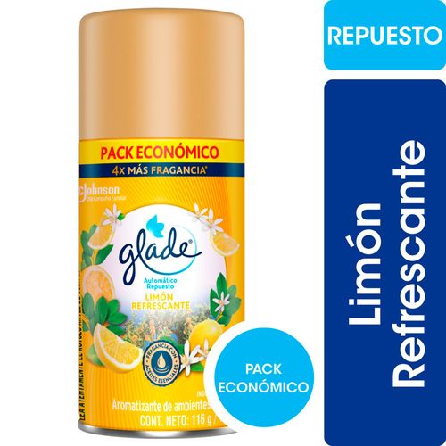 Aromatizante de Ambientes Automático Glade Limón Refrescante Repuesto 170 ml