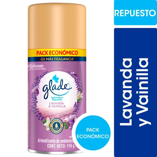 Aromatizante de Ambientes Automático GLADE Lavanda y Vainilla Repuesto 170 ml