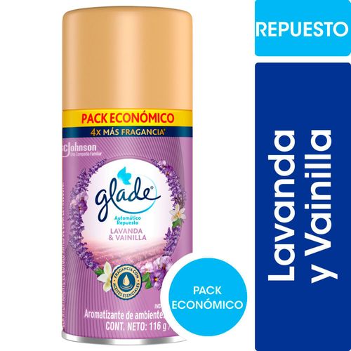 Aromatizante de Ambientes Automático GLADE Lavanda y Vainilla Repuesto 170 ml
