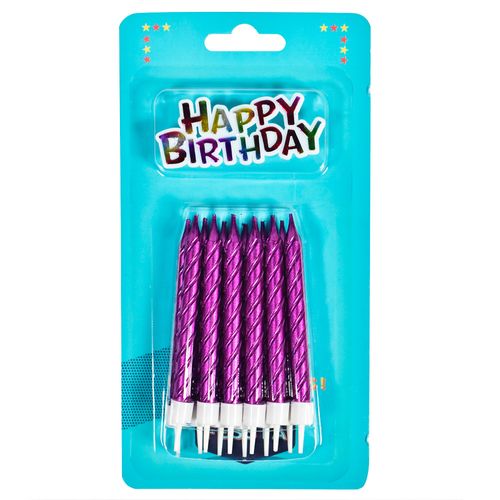 Velas Torneadas 4 Colores x 12 Feliz Cumpleaños