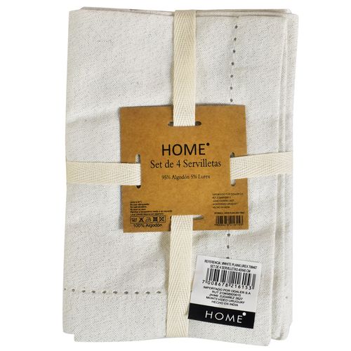 Set x 4 servilletas 40 x 40 cm Blanco con lurex