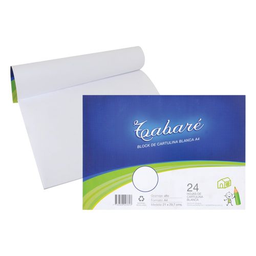 Block cartulina TABARÉ blanca A4 x 24 hojas