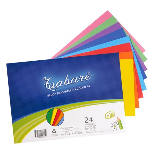 Block cartulina TABARÉ color A4 24 hojas