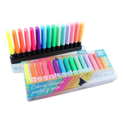 Resaltadores CABALLITO Pack 15 Colores