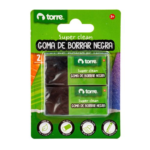 Goma de Borrar TORRE Negra 2 un.