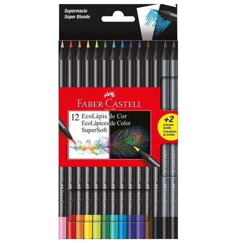 Lápices de colores FABER Soft 12 un. + 2 lápices